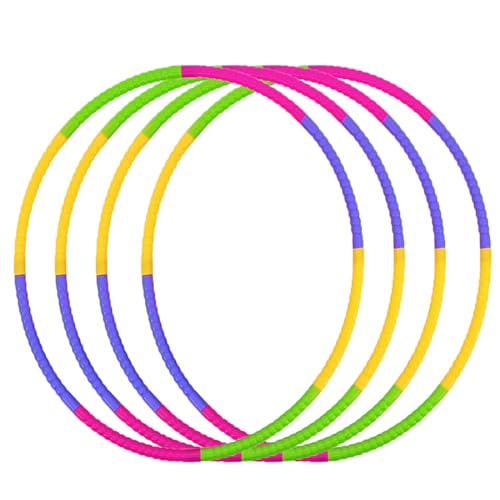 4 Pack Kids Hoops 60cm – Colorful 8-Section Detachable Design, Lightweight 110g, Adjustable Weight, Indoor & Outdoor Fun for Ages 3–7