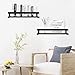 Audoc Floating Shelves Wall Mount Rustic Pine Wood Storage Shelves for Kitchen Bathroom Bedroom with Rail Towel Bar and 5 Hooks Set of 2 Brown