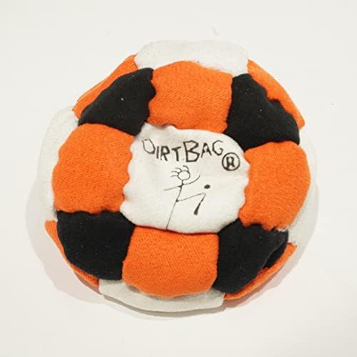 DIRTBAG 26 Panel Footbag Hacky Sack, Flying Clipper Original Designed Footbag, Machine Washable, Hand Sewn White/Orange/Black