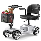 4 Wheel Electric Mobility Scooter for Adults and Seniors, 20 Miles Range Foldable Electric Scooter, Compact Heavy Duty Mobile for Travel with 330lb Capacity, Powered Electric Wheelchair, Silver