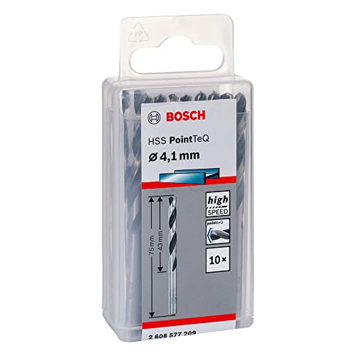 Bosch Accessories 10x forets hélicoïdaux HSS PointTeQ (pour métal, 4,1 x 43 x 75 mm, accessoires pour perceuses-visseuses)