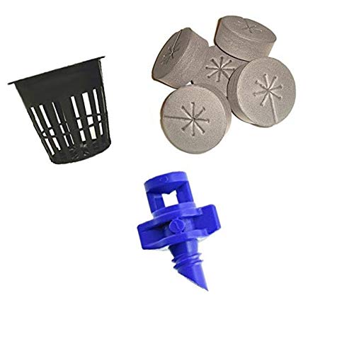 25 Pack - 2 inch Net Pots + Cloning Collar Inserts Combo + Micro Sprayers by Cz Garden Supply