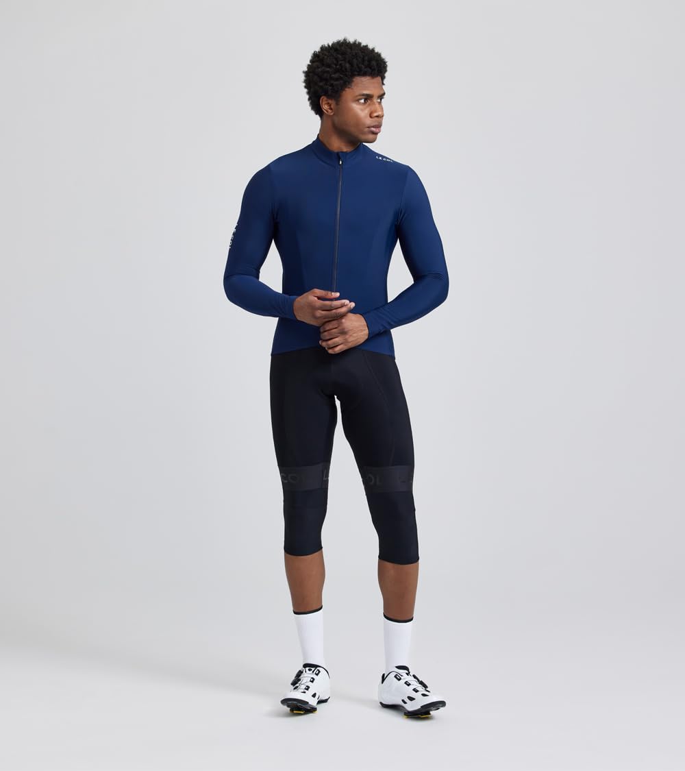 LE COL Pro Aqua Zero - Camiseta de manga larga para hombre, transpirable, bolsillos traseros, resistente al agua, cierre de cremallera