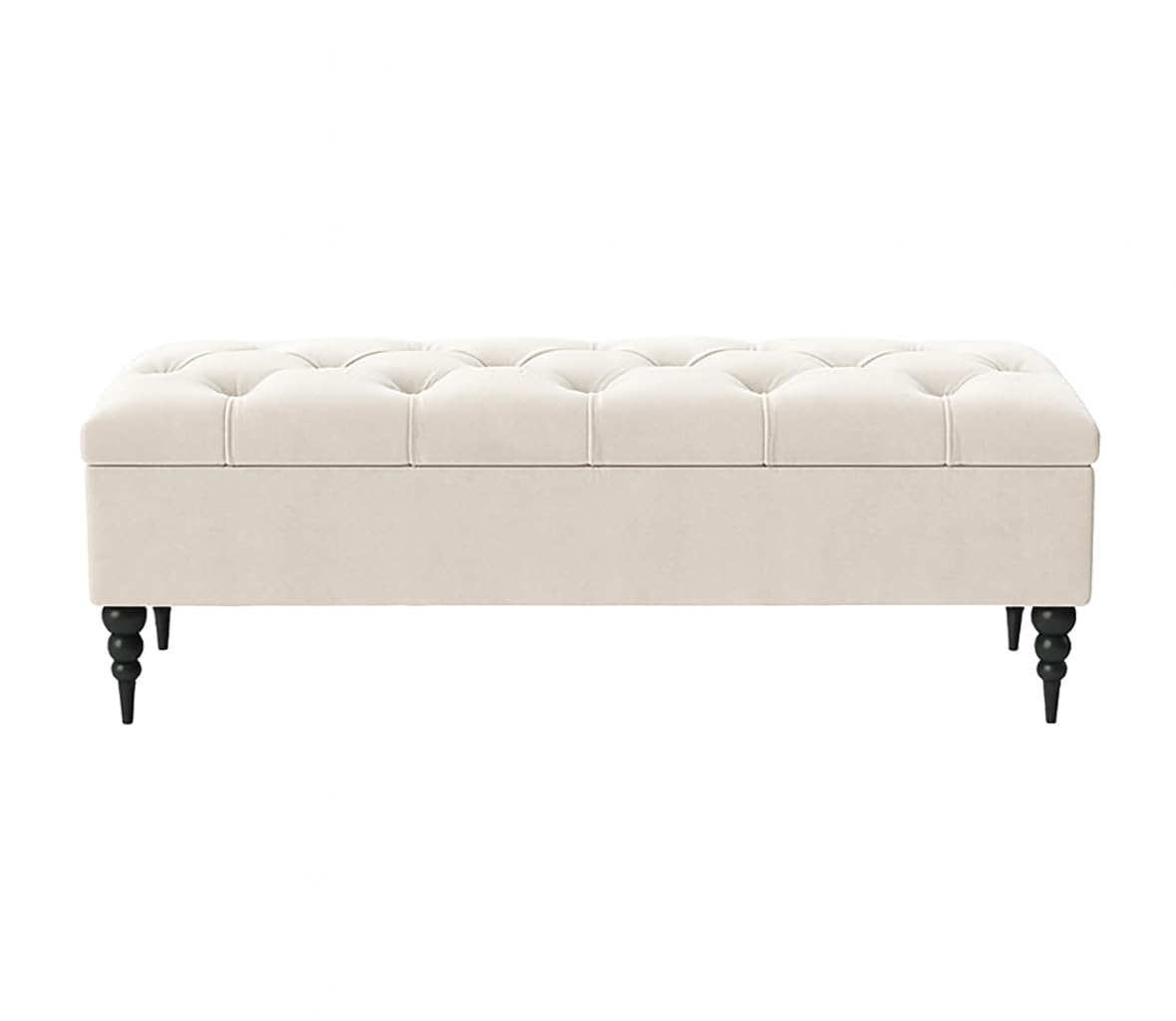 Chesterfield Ottoman Storage Bench with Legs, End of Bed Blanket Box with Hidden Storage & Hinged Lid, Upholstered Ottoman Storage Box, Hallway Shoe Storage Ottoman, Living Room Padded Entryway Seat — image 1