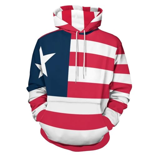 Sweat à capuche Libéria homme pull manches longues symbole national décontracté