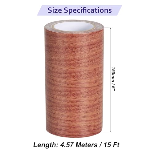 Image of Wood Grain Repair Tapes - Self-Adhesive Realistic Textured Repairing Tapes Patches for Floors Tables Cupboard- 6 inch X15' Size- Red Oak