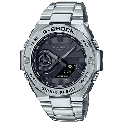 Casio G-Shock GSTB500D-1A1 Analog Digital Silver Strap Men's Watch, Black Dial, 46.6 × 48.9 × 12.8 mm