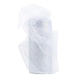 Material: Polyester BUONDAC 22,5 m Tüll Stoff 15 cm breit mit Glitzerpulver Tüllband für Hochzeit Weihnachten Party Deko Zierband Rolle Dekostoff Dekoband (Silbrig)