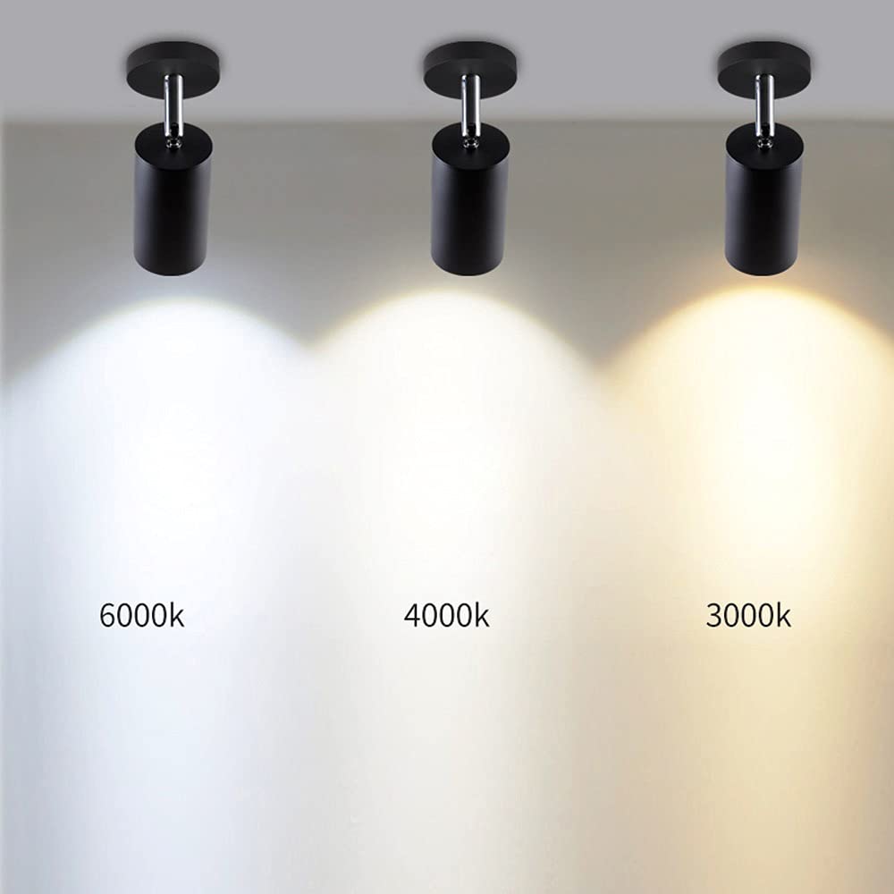 Paquete de 2 focos de Techo LED de Pared, Apliques de Pared Ajustables y giratorios GU10, lámpara de Lectura de Noche, lámparas de Superficie para baño [Clase energética A++]