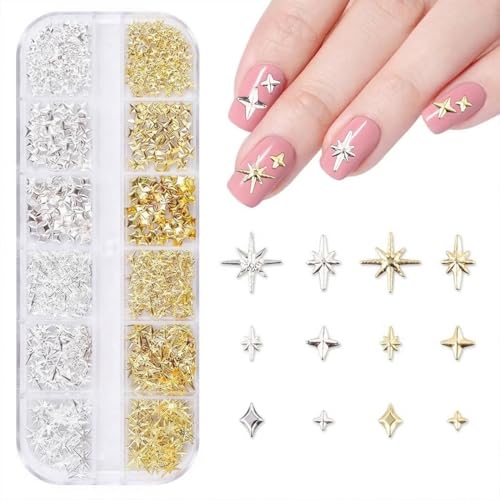 1 Boîte de Breloques Étoiles pour Nail Art 3D en Métal - Accessoires et Décoration d'Ongles Y2K à Faire Soi-même