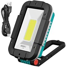 SUNREI LED Rechargeable Magnetic Work Lights COB Mechanic Lights,1500 Lumens, Magnetic Base & Hanging, 7Mode, 10400mAh Magnetic Flashlight Job Site & Security for Car Repair, Emergency, Gift for Men