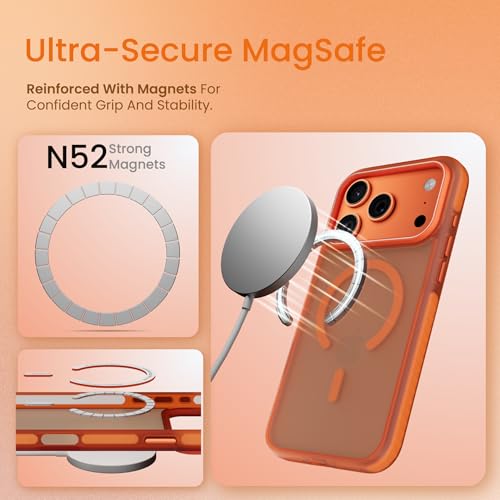 Image of CASEGEAR Bold Pro Back Cover Case Compatible with iPhone 17 Pro Max | 14.8 Feet Drop Protection | Compatible with MagSafe | 360 Complete Protection | Shockproof & Scratch Resistant | Orange