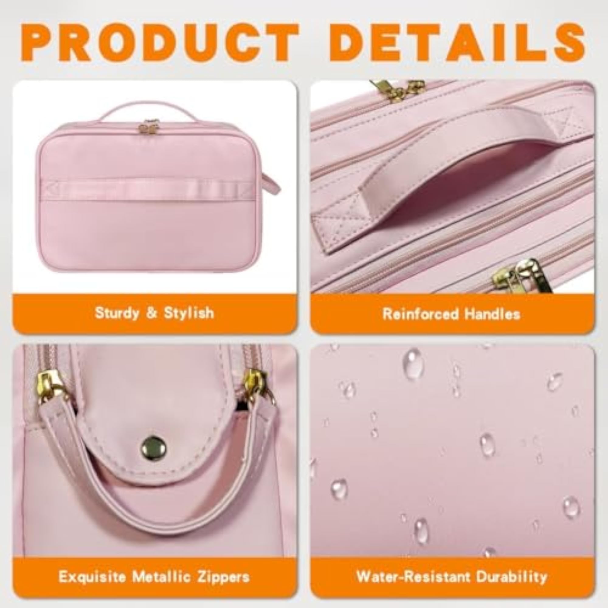 Toiletry Bag Makeup Organizer for Travel Essentials, Pink