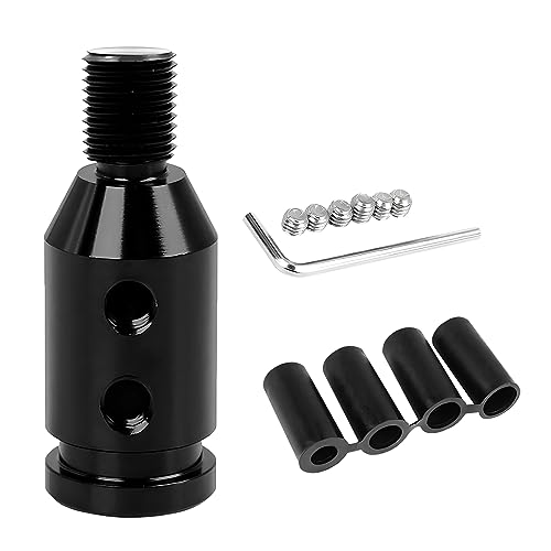 JNNJ Universal Gear Shift Knob Adapter, Car Manual Replacement Gear Stick, Aluminum Alloy Shift Knob Adapter, Auto Shift Knob Adapter for Non Threaded Shifters M12x1.25(Black)