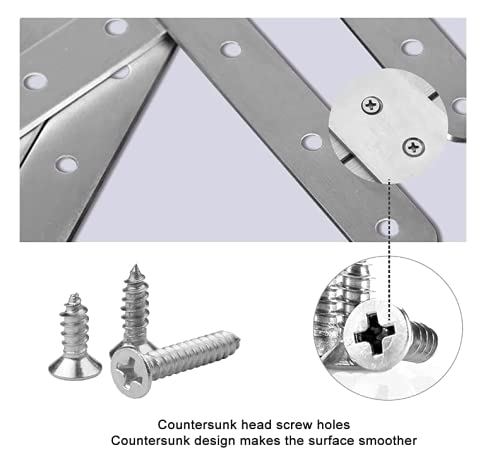 DEET Soportes rectos 10 Piezas de Acero Inoxidable para Unir Placas Planas,Soporte de Placas de Reparación de Conector de Metal Resistente con Tornillos para Fijar Muebles,75 x 16 mm