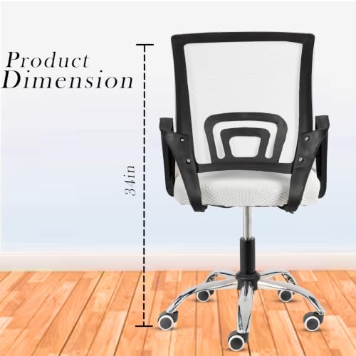 Image of Casa Copenhagen Mesh Mid Back Office /Study /Computer /Revolving /Desk Chair for Work from Home -Metal Base, Height Adjustable Seat- Snow White & Black Handle