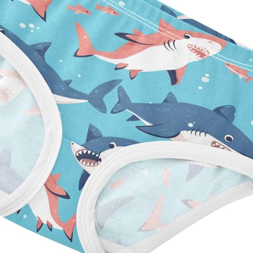 Wusikd Cartoon Shark Fishes Girls' Underwear Cotton Cute Girls Briefs Soft Toddler Underwear 2T4