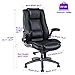 REFICCER Office Chair High Back Leather Executive Computer Desk Chair - Adjustable Tilt Angle and Flip-up Arms Swivel Chair Thick Padding for Comfort and Ergonomic Design for Lumbar Support, Black