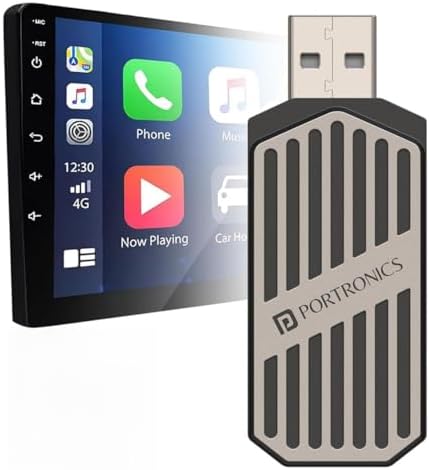 Portronics Tune, 2-in-1 Wireless Car Receiver, Converts Wired Auto Android & CarPlay to Wireless, Bluetooth Connectivity, Only for Cars with OEM Installed Wired Android Auto/CarPlay, 6 Months Warranty