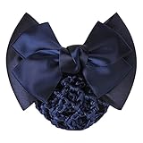 Clip de pelo para mujer con cubierta de moño de mariposa, cubierta profesional para moño de pelo, red de redecilla, decoración de nudo de lazo, clip de pelo para mujer, regalo (azul)
