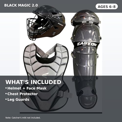 Image of Easton | Black Magic 2.0 Baseball Catcher's Set | Sizes - Junior (Ages 6-8) / Youth (Ages 9-12)