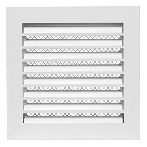 200x200mm Rejilla de Ventilación Industrial Blanca - Rejilla de Ventilación Metálica con Mosquitera