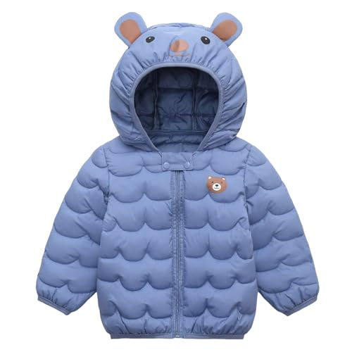 ベビー ダウンジャケット 冬 アウター 男の子 女の子 保温 防寒 防風 ダウンコート キッズ 暖かい 中綿ジャケット フード付き アウトドア あったか 幼児服 可愛い 赤ちゃん 上着 お出かけ 冬服 人気 誕生日プレゼント(ブルー,120)