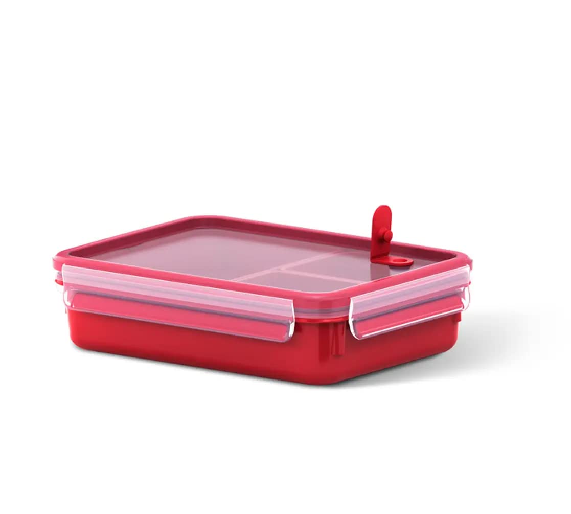 Emsa Red "Clip & Micro" Storage Container With Inserts, 1.2 Litre