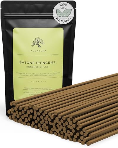 Incensera Bâtons d'encens - 100 Incense Sticks Mix (citronnelle, Menthe, géranium, Clou de...
