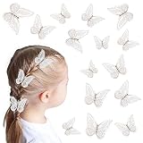 NAISIER Butterfly Hair Clips 15 Pieces Lace Embroidery Flower Butterfly Hair Bow Pins 2.6 inch Butte