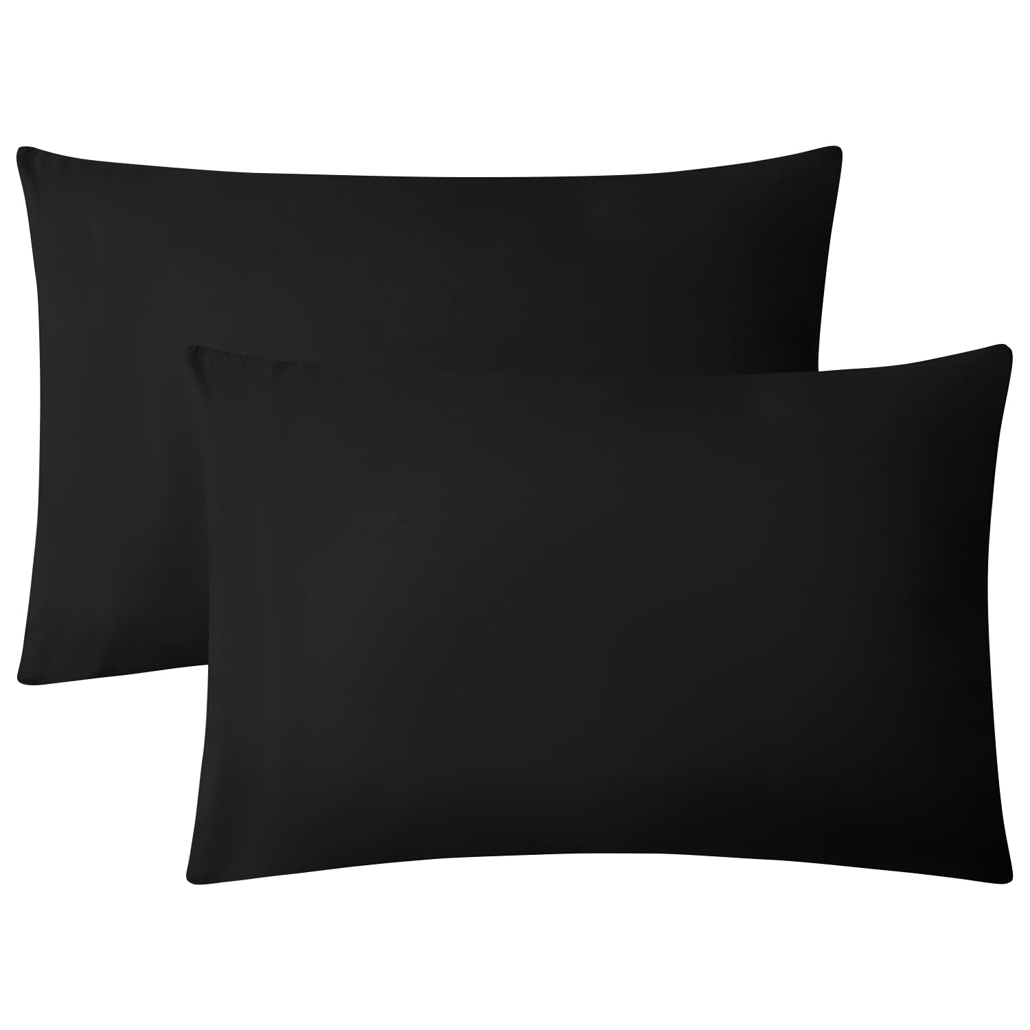 PRIME LINENS Pillow Cases 2 Pack Standard Size Microfibre Pillow Cover with Envelop Closure Wrinkle Fade Resistant Pillowcases Machine Washable (Black - Image 2