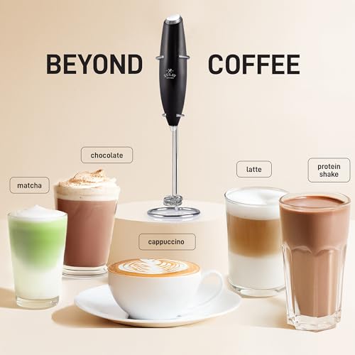 Zulay Kitchen Double Whisk Milk Frother – Handheld Foam Maker for Coffee, Lattes, Matcha, Hot Chocolate & Cappuccinos – Whip Creamy Froth in Seconds, Portable & Easy to Use