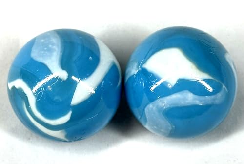 Big Game Toys 2 BOULDERS 35mm Neptune Marbles Glass Blue/White Large Huge Swirl