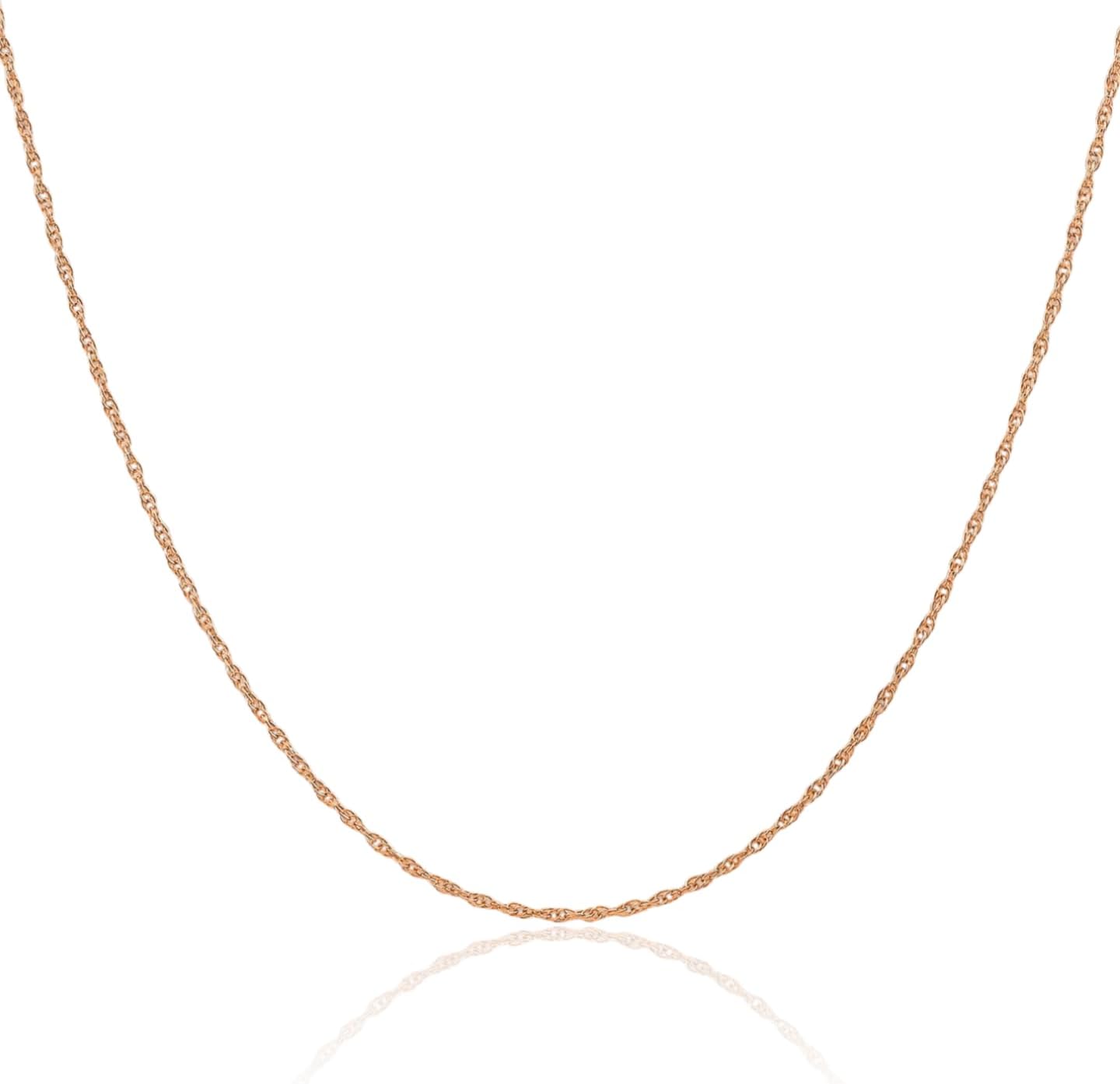 IceCarats 14K Solid Rose Gold 1.15mm Dainty Rope Cable Chain Necklace Polished