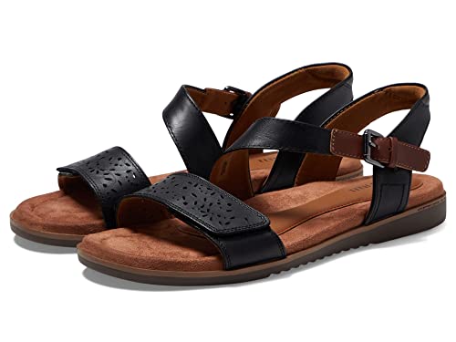 Cobb Hill Sandales Zion 2 pièces pour femme, cuir noir, 37.5 EU Large
