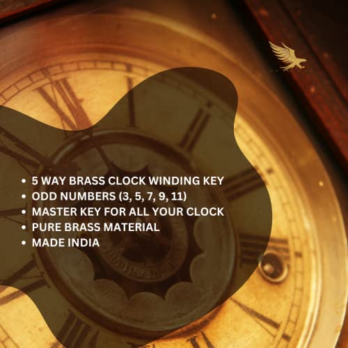 Brass Blessing : 5 Prong Brass Clock Key For Winding Clocks, Odd Numbers, 1 Piece (5023) #TOP3