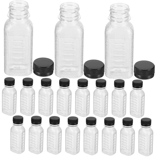 Healifty Empty Beverage Bottles 20pcs Multi-function Juice Bottles Pet Plastic Reusable Portable Milk Storage Holder