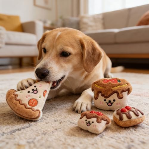 PANGBOER Hunde Plüsch Quietschspielzeug, leicht zu tragen für Outdoor Abenteuer, gefüllte Kekse für Langeweile Unterhaltung Innenbereich-2