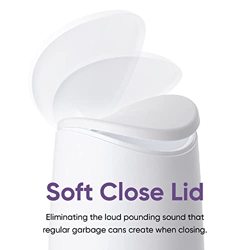 Image of Superio Mini Bathroom Trash Can with Lid and Foot Pedal (3 Liter /0.75 Gal) White Modern Plastic Step On Garbage Can, Small Waste Bin for Bathroom, Bedroom, Office, Desktop, Counter