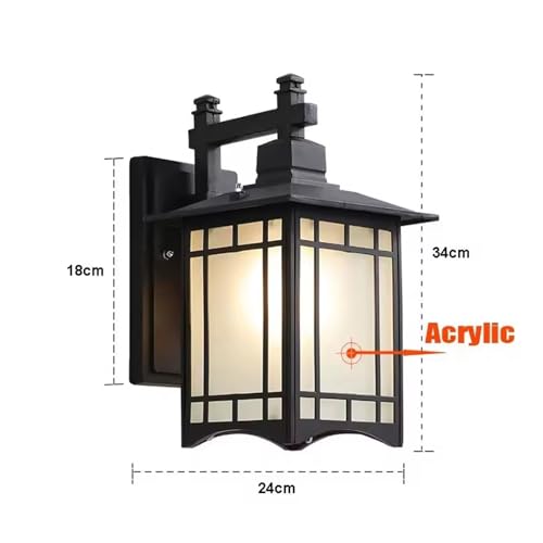 Lámpara de Pared Moderna e Impermeable - Luz Exterior Minimalista de Estilo Europeo para balcón, Patio y Pasillo. Diseño Sencillo. Ideal para pasillos Chinos y Jardines.