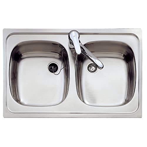 Fregadero Teka de 2 cubetas y 80 cm en acero inoxidable con clips