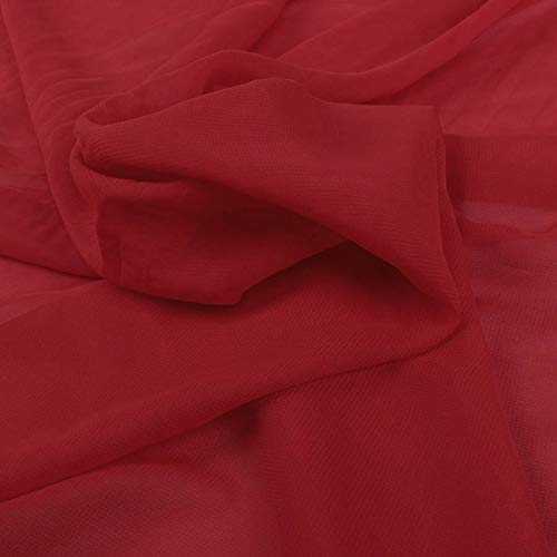 Polyester Chiffon Fabric 100D Drape Bridal Georgette for Making Wedding Dress Han fu Cloth Party Costume 150cm Wide, Sold by The metre (Red)