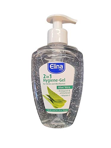 Elina - Gel higiénico para manos y superficies 2 en 1 con dispensador de aloe vera, 300 ml
