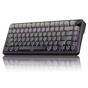 RedThunder K75 75% Wireless Mechanical Gaming Keyboard,Creamy Gasket-Mounted,Volume Knob,US Layout,Keycaps-Side Print,2.4G/BT/USB-C,RGB Underglow Lighting,Hot swappable Fast Apricot Switch for PC Mac