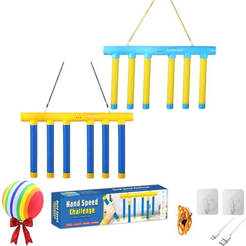 LZBEGGZ New Reflex Catch Game, 2026 Reflective Drop Stick Challenge Game, Hand Eye Coordination Reflex Training Toy with Remote, 3 Adjustable Speed Modes, Catching Sticks Games for All Ages (2Pcs)