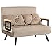 Produktbild HOMCOM Schlafsofa 4 in 1 2 Sitzer Sofa mit Schlaffunktion, 183 x 98,5 cm Klappbar Couch Schlafcouch mit 5-stufig Verstellbarer Rückenlehne, Lendenkissen und Samtoptik für Wohnzimmer, Hellbraun