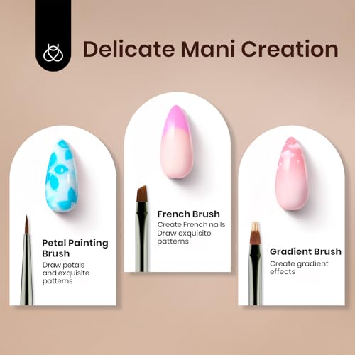 Image of Beetles Gel Polish Nail Art Brushes, 6 Pcs Fingernail Art Design Pens, Nail Art Tools, Wood Alloy Handle Nail Brushes, Clean Up Liner French Set with Holder&Palette DIY Gift for Women