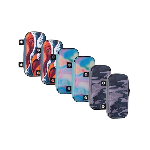 Image of Case it Printed Pencil Case | 6-Pack | 5 Colors | PLP-02-P Assorted