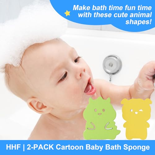 Image of Baby Bath Sponges for Newborns,Cute Shape Baby Sponge for Bathing,Toddler Bath time,Extra Soft Bath Sponge for Kid,Dog,Dinosaur (Yellow, Dog)