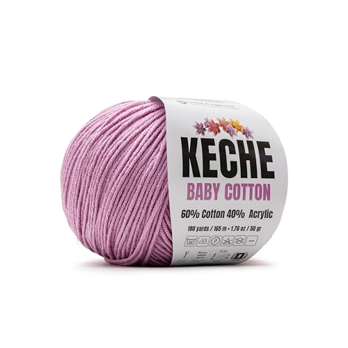 Image of Keche Baby Cotton, 60% Cotton 40% Acrylic Yarn, Soft Cotton Yarn for Crochet and Knitting, Amigurumi Yarn 1 Skein /Ball 1.76 Oz (50g) / 180 Yrds (165m) - Lavender